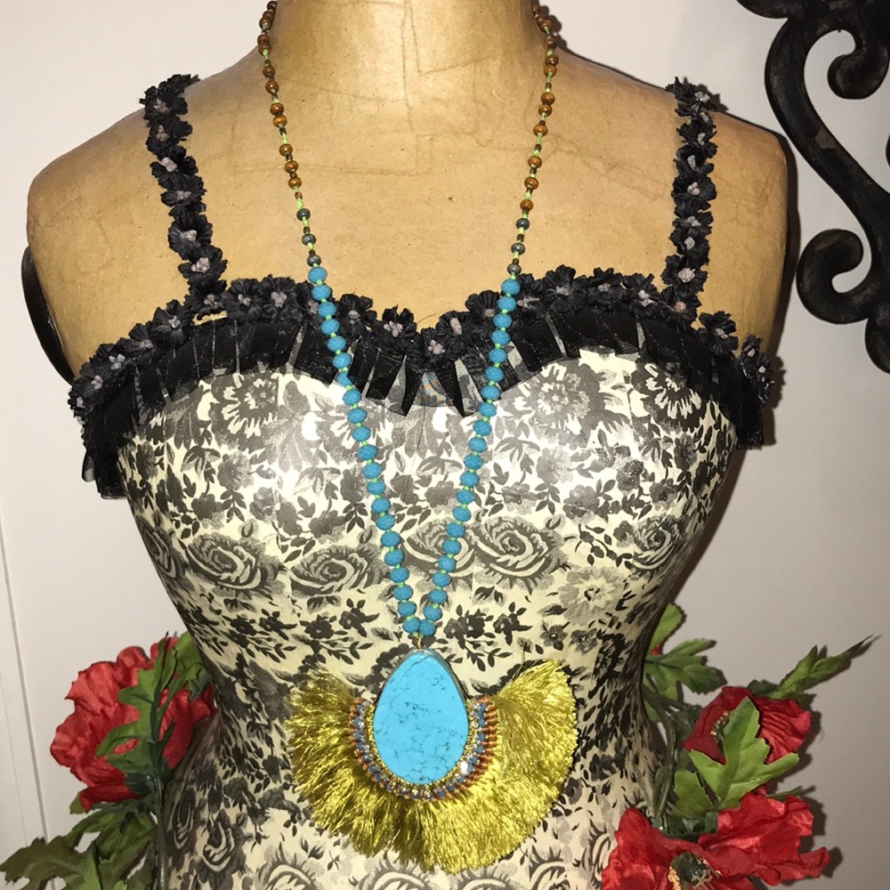 Anthropologie Turquoise & Lime Necklace